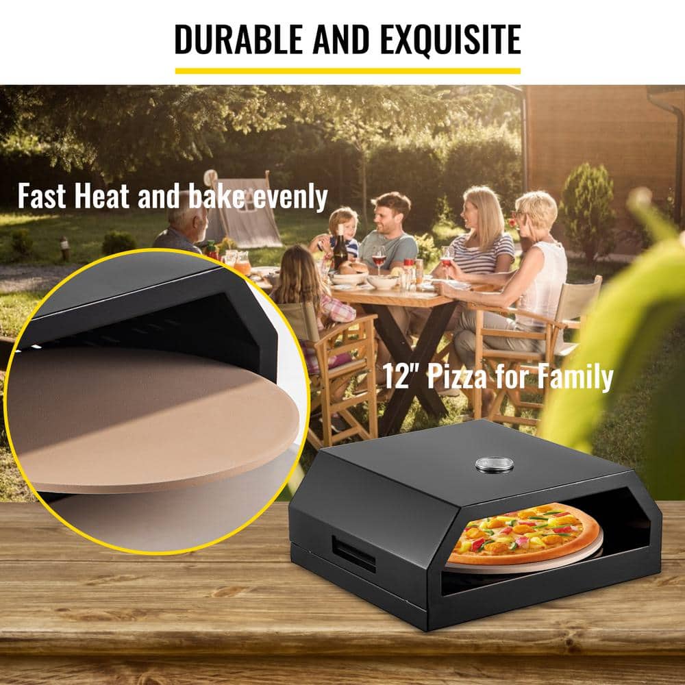 Black Stainless Steel Outdoor Gas Pizza Oven Kit with Accessories