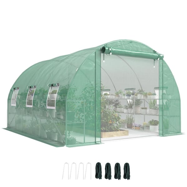 116.5 in. W x 135.8 in. D x 76.8 in. H Galvanized Steel Green Greenhouse