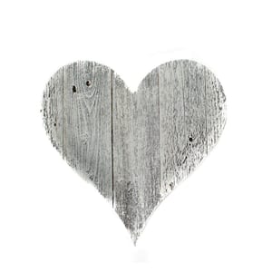 24 in. White Wash Rustic Farmhouse White Wash Large Wooden Heart