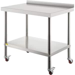 Stainless Steel Kitchen Prep Table 30 x 24 x 35 in. Heavy Duty Metal Worktable with Adjustable Undershelf Utility Tables
