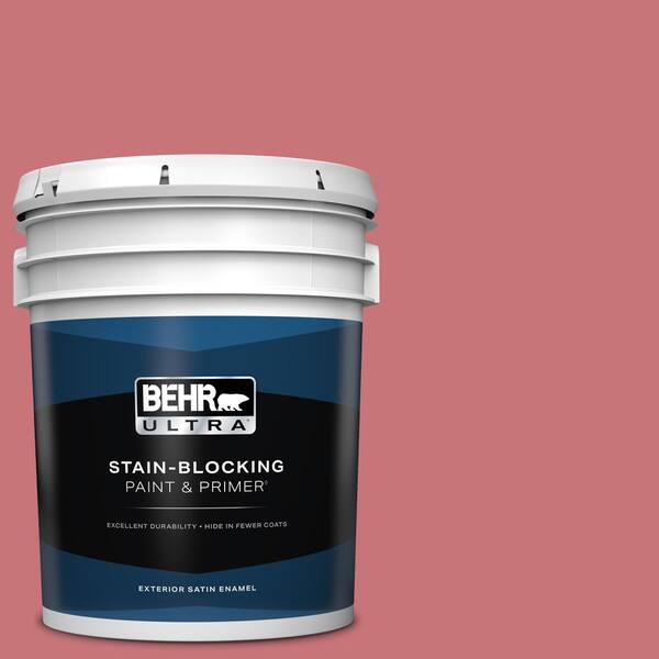 BEHR ULTRA 5 gal. #140D-5 Rose Chintz Satin Enamel Exterior Paint & Primer