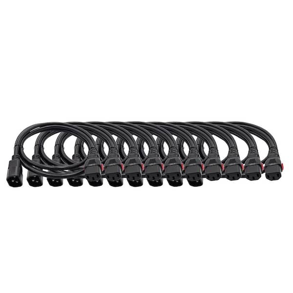 6 ft. Universal Auto-Locking AC Power Extension Cord-17AWG/ 3-Conductors (C13 to C14) Indoor Black 10-Pack
