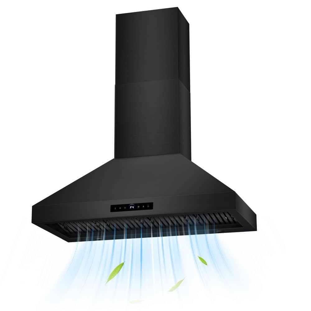 Velivi Commercial Black 48 in.1500 CFM Ducted Wall Mount Range Hood with 4-Speed Gesture Sensing, 2-LED Lights