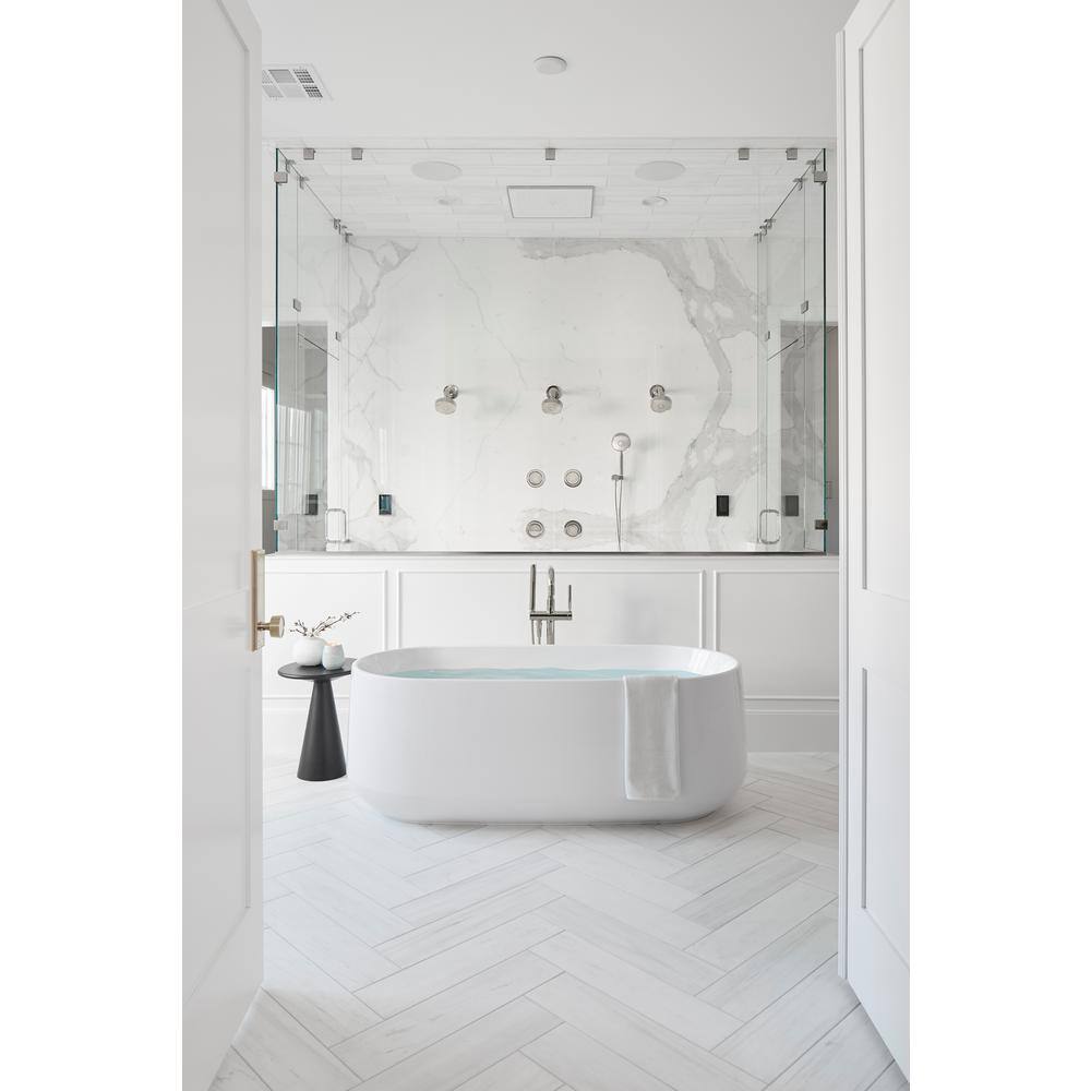 Polished Chrome Floor-Mount Bath Filler with Handshower