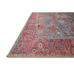 Loren Blue/Red 2 ft. 6 in. x 7 ft. 6 in. Distressed Bohemian Printed Runner Rug