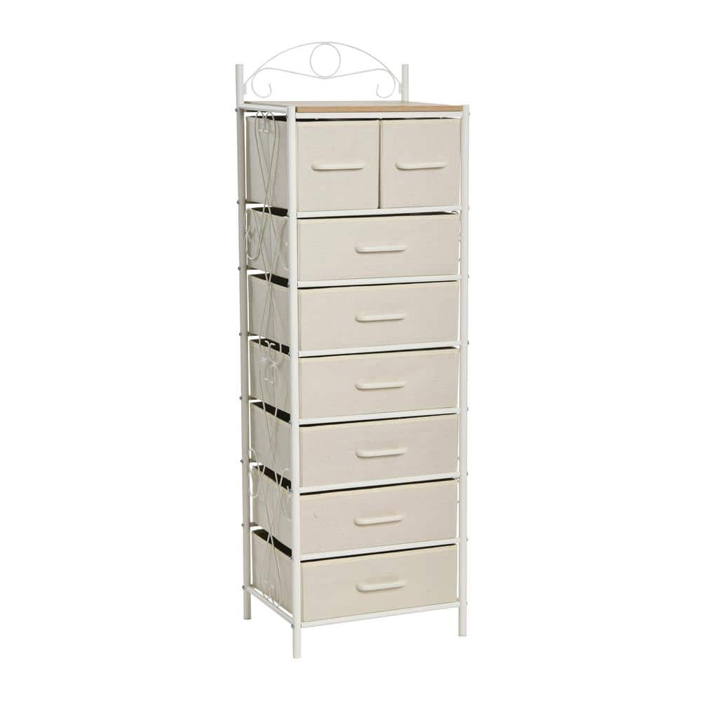 HOUSEHOLD ESSENTIALS Victoria 8-Drawer Storage Tower, Narrow, Coastal ...