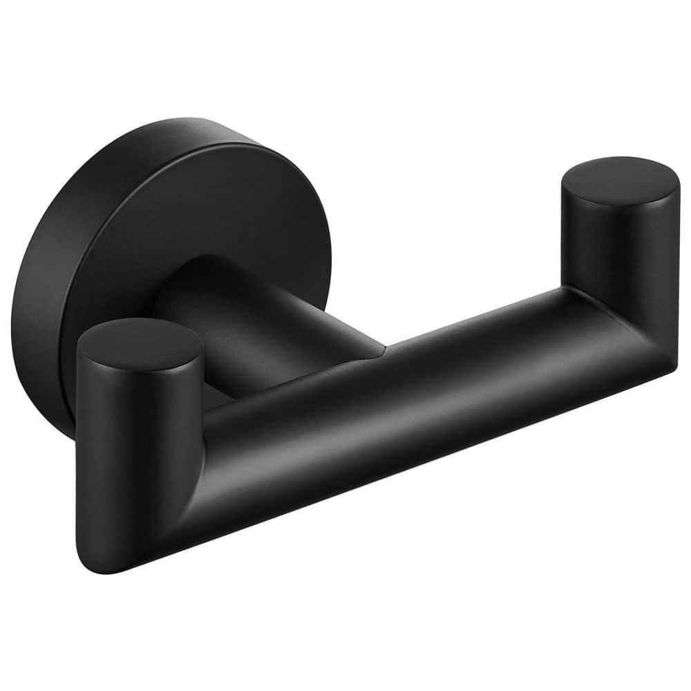 Double Hook Bathroom Towel Holder in Matte Black Stainless Steel Wall Mount for Hand Towels and Coats price history on PriceWatchPro