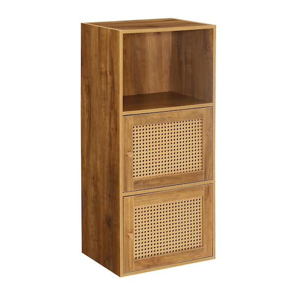Convenience Concepts Xtra Storage Brown Autumn Haze/Beige Barley BoHo Weave 2-Door Cabinet with Shelf