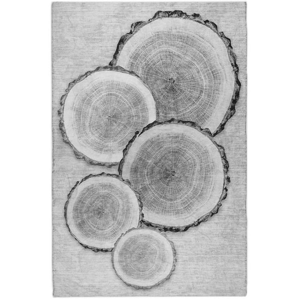 Dream Shag Premium Machine Washable Abstract ADS575 Gray 3 ft. x 5 ft. Area Rug