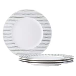 Green Hammock 9.5 in. (Green) Porcelain Stripes Rim Salad Plates, (Set of 4)