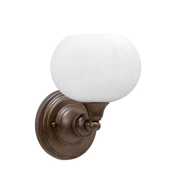 Unbranded Fulton 1-Light Bronze Wall Sconce, 7 in. White Muslin Glass