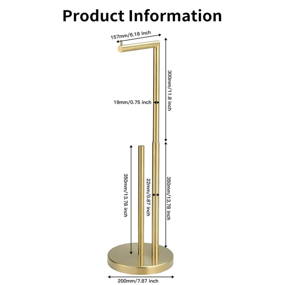 Brushed Gold Freestanding Toilet Paper Holder with Reserve