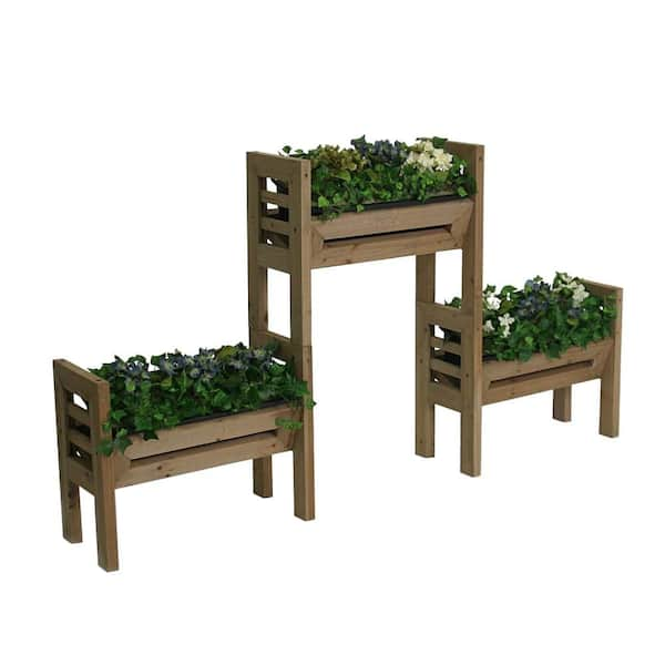 Algreen Stack N Garden 18 in. Plastic Planter Set