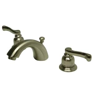 Royale 2-Handle 8 in. Mini-Widespread Bathroom Faucets with Plastic Pop-Up iin Brushed Nickel