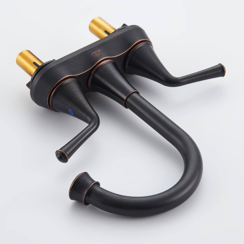Oil Rubbed Bronze 4-Inch 2-Handle Stainless Steel Bathroom Faucet