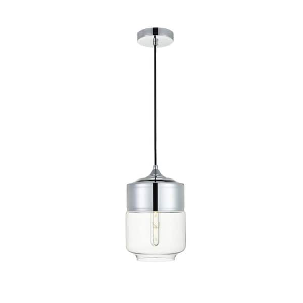 Unbranded Timeless Home 7.1 in. 1-Light Chrome And Clear Pendant Light, Bulbs Not Included