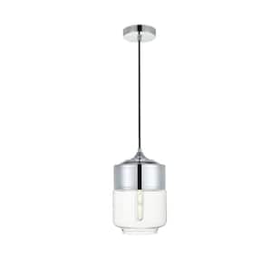 Timeless Home Ada 1-Light Pendant in Chrome with 7.1 in. W x 9.4 in. H Clear Glass Shade