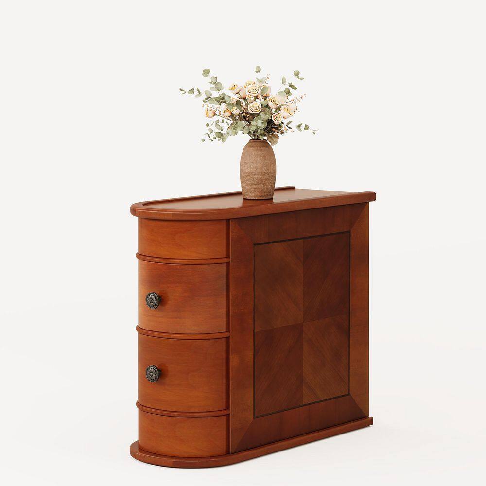 Kerlin 23.7 in. Brown Rectangle Wood End Table with 2-Drawers, Narrow Sofa Side Table Nightstand, No Assembly Required price history on PriceWatchPro