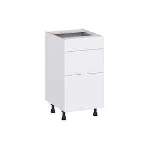 Fairhope Bright White Slab Assembled Vanity Drawer Base Cabinet with 3 Drawers (18 in. W x 34.5 in. H x 21 in. D)