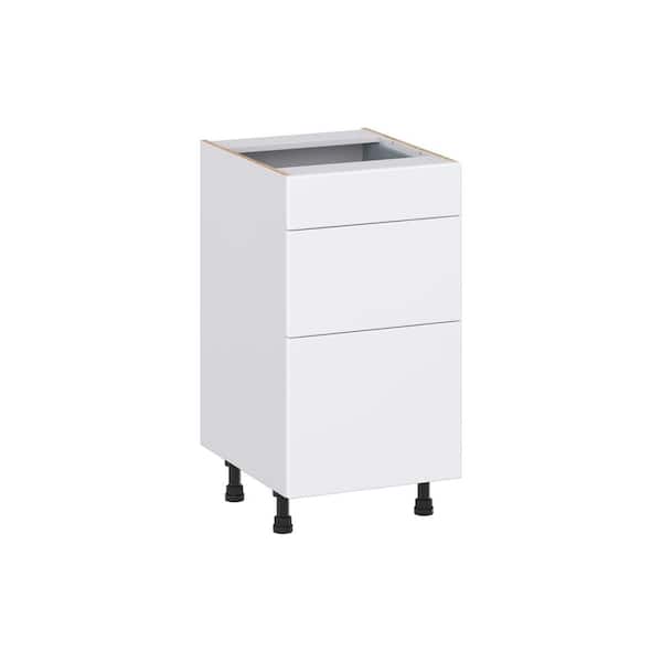 J COLLECTION Fairhope Bright White Slab Assembled Vanity Drawer Base Cabinet with 3 Drawers (18 in. W x 34.5 in. H x 21 in. D)