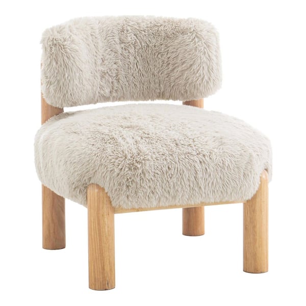 Degra Modern Taupe Fur-Like Fabric Accent Chair