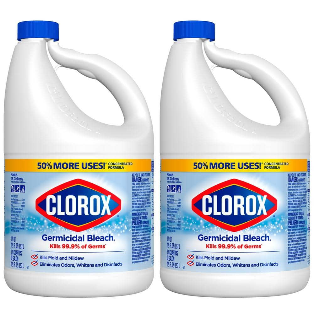 Bleach Liquid Cleaner for Laundry and Bathroom, Regular Bleach, 121 oz.  Bottle - Bundled With Microfiber Cleaning Towel + 1 Dual-Sided Sponge