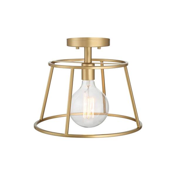 Hampton Bay Rustin 13 in. 1-Light Vintage Gold Round Open