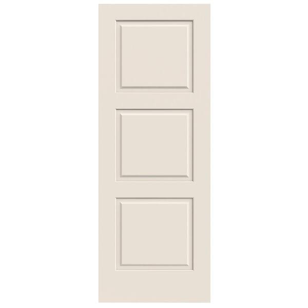 Global One Forest Products Primed White MDF 3-Panel Square Top Solid Core Interior Door – Model 3NTC