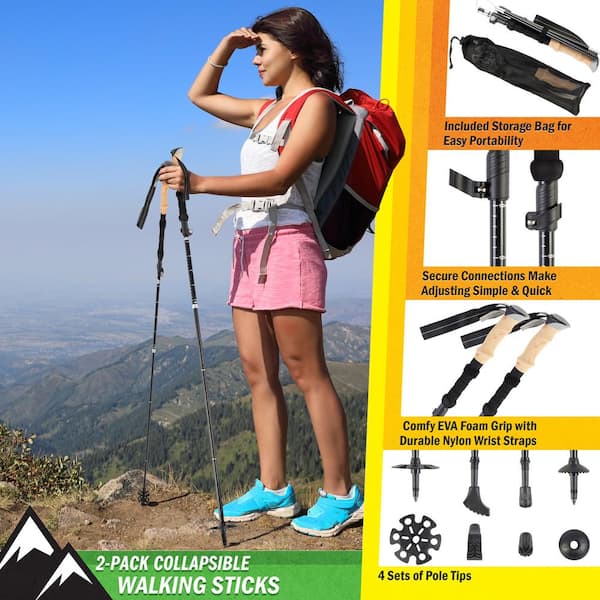 Wakeman Set of 2 Foldable Hiking Poles Hiking Gear for Women, Men