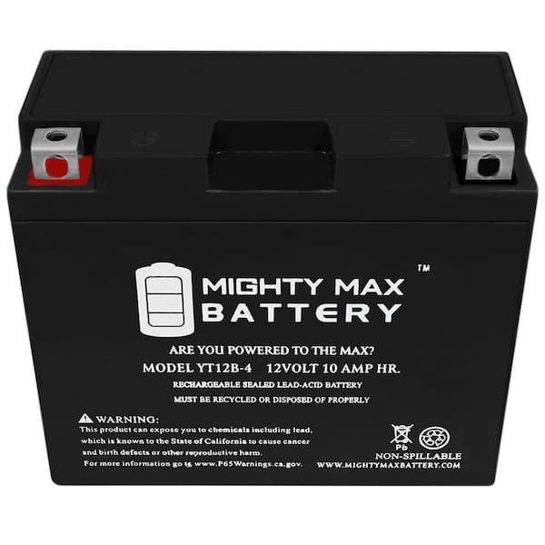 Mighty Max Battery YT12B-4-12 voltios 10 AH, 125 CCA, batería de  motocicleta SLA AGM sin mantenimiento recargable