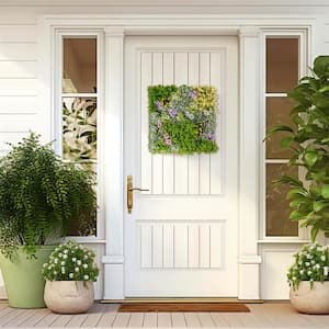 20 in. Green Square Framed Artificial Leaf Wall Art with 10-Types of Mixed Faux Plants (Set of 2)