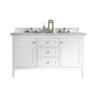 Palisades 60 in. W x 23.5 in.D x 35.3 in. H Double Bath Vanity in Bright White with Solid Surface Top in Arctic Fall