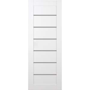 Alba 24 in. x 80 in. No Bore 6-Lite Frosted Glass Snow White Composite Wood Interior Door Slab
