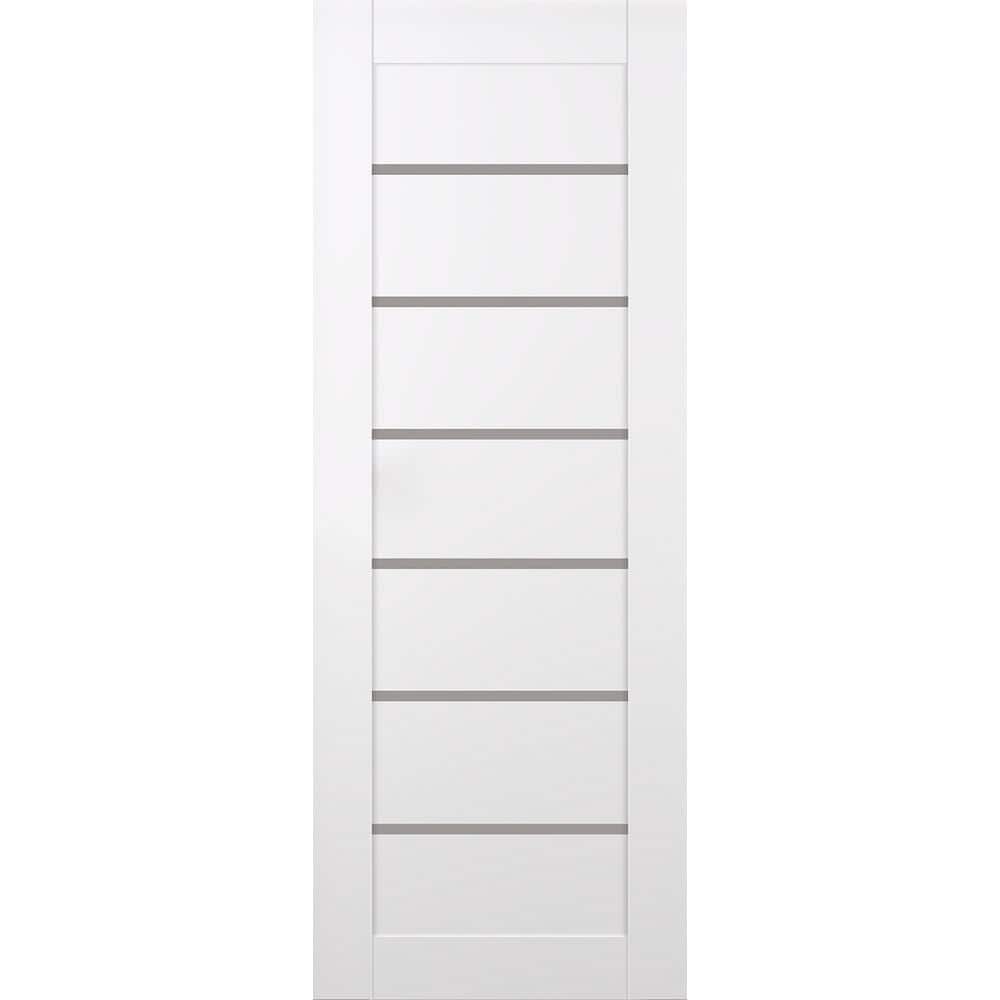 Alba 36 in. x 80 in. No Bore 6-Lite Solid Core Frosted Glass Snow White Finished Wood Composite Interior Door Slab price history on PriceWatchPro
