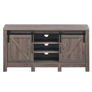 47 in. Taupe TV Stand Fits TV's up to 55 in. with Sliding Barn Doors and Adjustable Shelves