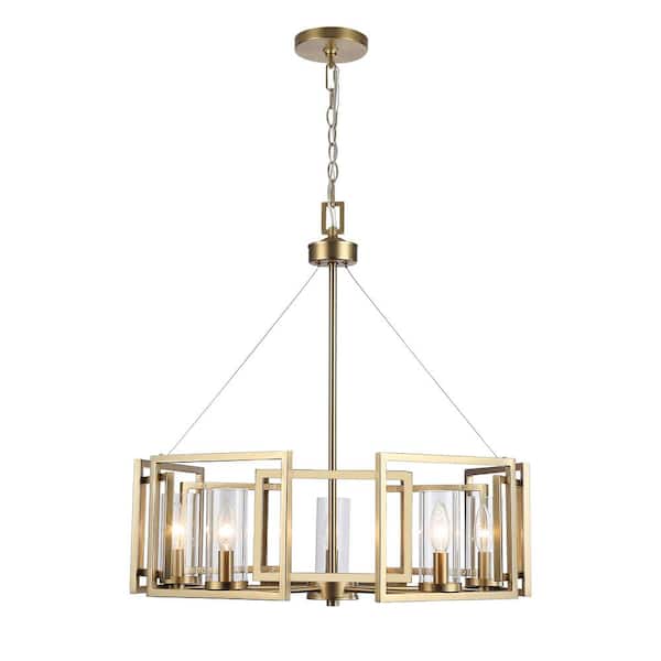 Marco 5-Light Chandelier in Brushed Champagne Bronze with Clear Glass