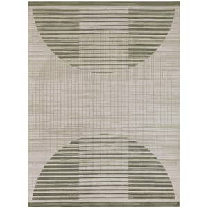 Astra Machine Washable Ivory Olive 5 ft. x 7 ft. Graphic Contemporary Area Rug