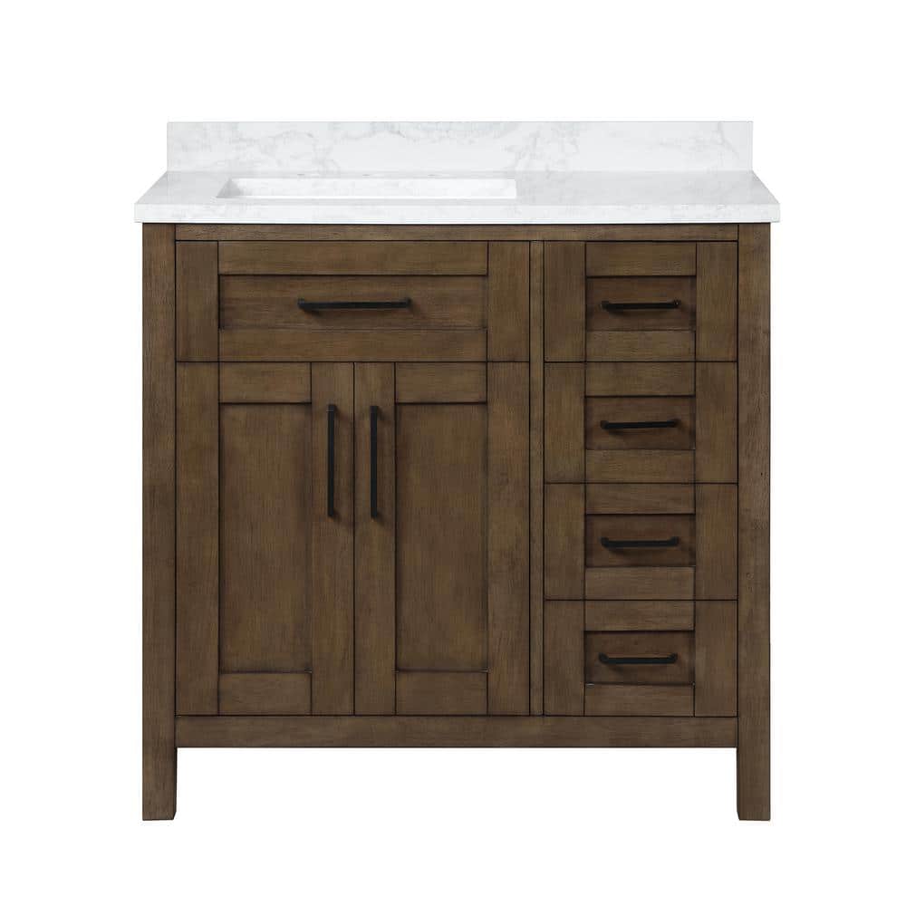 Almond Latte Freestanding Bathroom Vanity with Marble Top