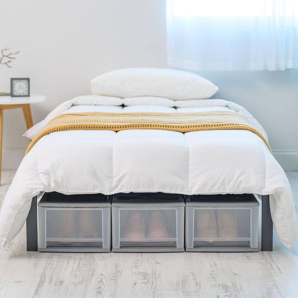 White Plastic Stackable Storage Drawers, Set of 3