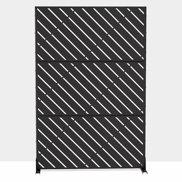 Cadeninc Outdoor-Indoor Freestanding Steel Privacy Screen Fence Panels, Black