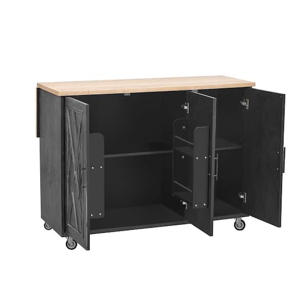 COWLOWN 51.2 in. W x 29.5 in. D x 36.2 in. H Bathroom Black Linen Cabinet