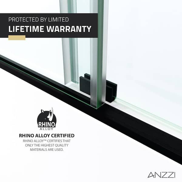 ANZZI Don Series 56 to 60 in. W x 62 in. H Frameless Sliding Tub