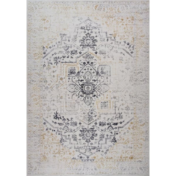 5 ft. x 8 ft. Gray and Gold Oriental Area Rug