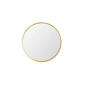 32 in. W x 32 in. H Aluminum Round Circular Framed for Wall Decorative Bathroom Vanity Mirror in Gold