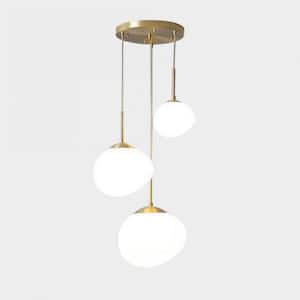 3-Light White Pendant Light with Frosted Glass Shade