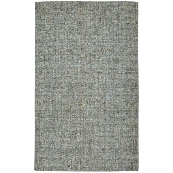 9 ft. x 12 ft. Light Blue And Gray Wool Abstract Hand Tufted Area Rug