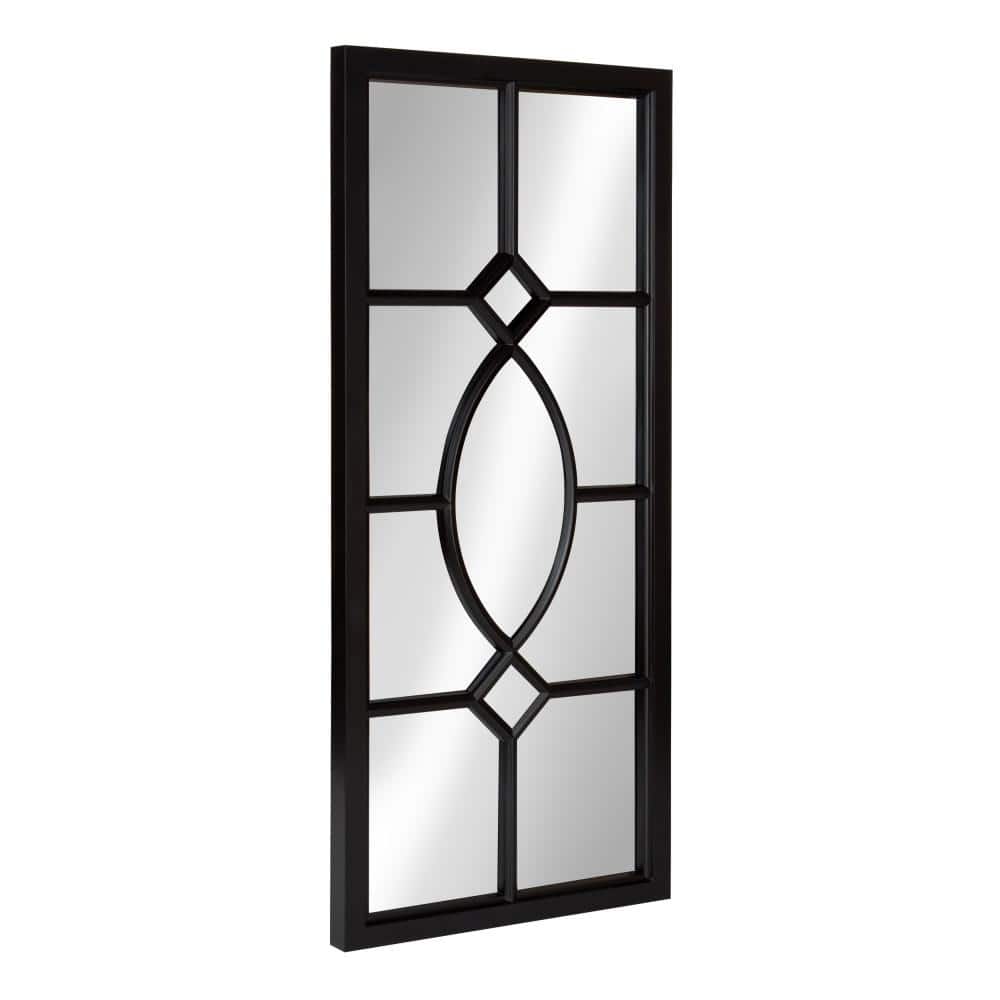 Cassat Contemporary Black Windowpane Full-Length Wall Mirror