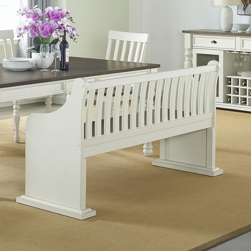 Joanna Two-Tone Dark Oak and Ivory High-Back Farmhouse Bench