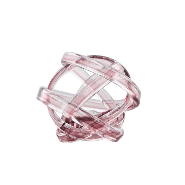 Litton Lane Pink Glass Brushed Ombre Twisted Knot Sculpture