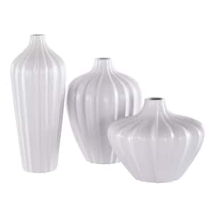 Clea 14.25 in. Glazing Stone Grey Decorative Vase (Set of 3)